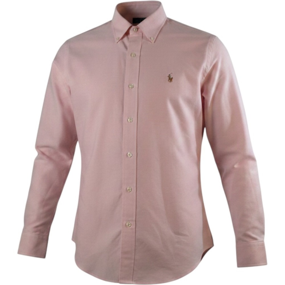 Ralph Lauren Button Up Shirt Men Sz L Pink Cotton Long Sleeve Classic Workwear